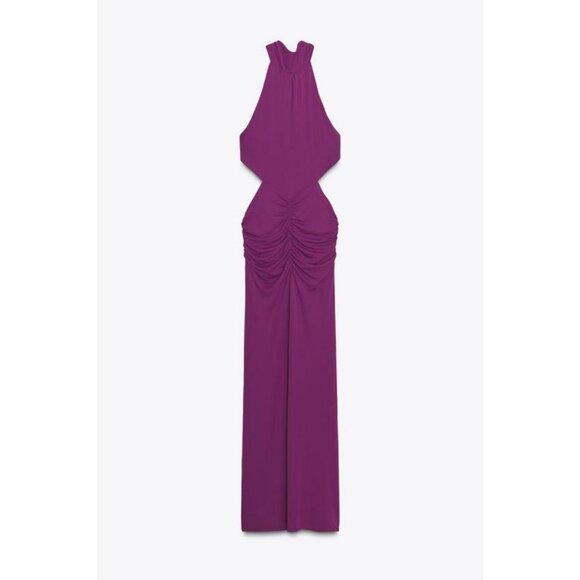 ZARA GATHERED HALTER LONG DRESS - Picture 8 of 10